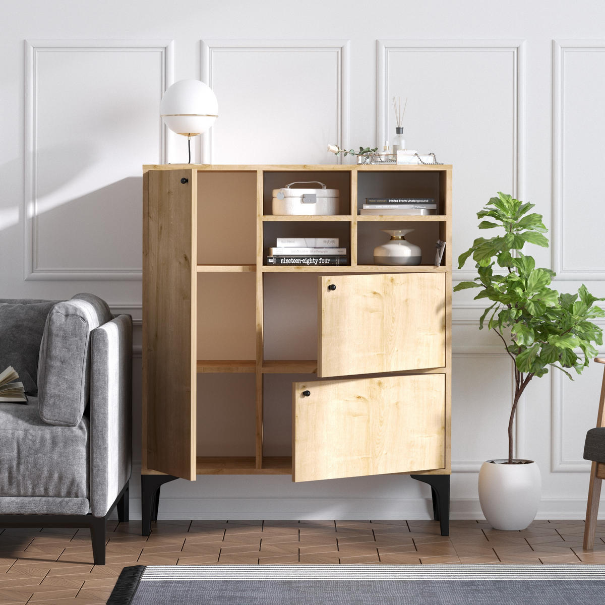 BUFFETSCHRANK ewa beige - Beige, Holz (35/125/100cm) - Habitat Garten