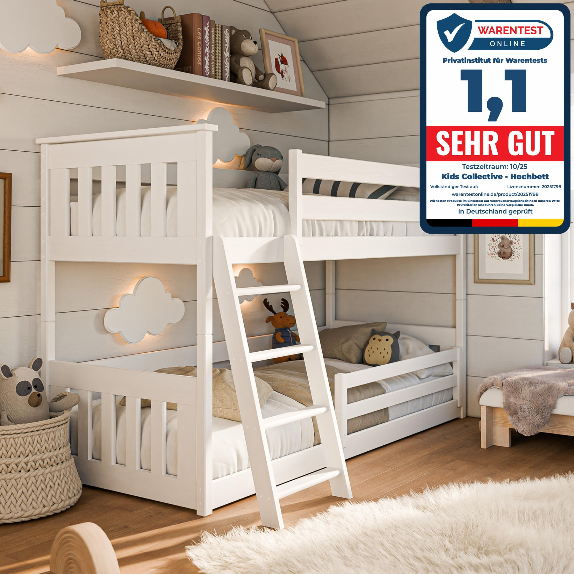 HOCHBETT 90x200 cm in weiß - Weiß, Holz (90/200cm) - Kids Collective