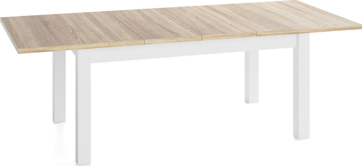 ESSTISCH Lindberg Weiß ausziehbar verlängerbar rechteckig, Eiche Sonoma Hellbraun 160-240/90/77 cm - Braun/Weiß, Holz/Holzwerkstoff (90/240/76.5cm) - WFL GROUP