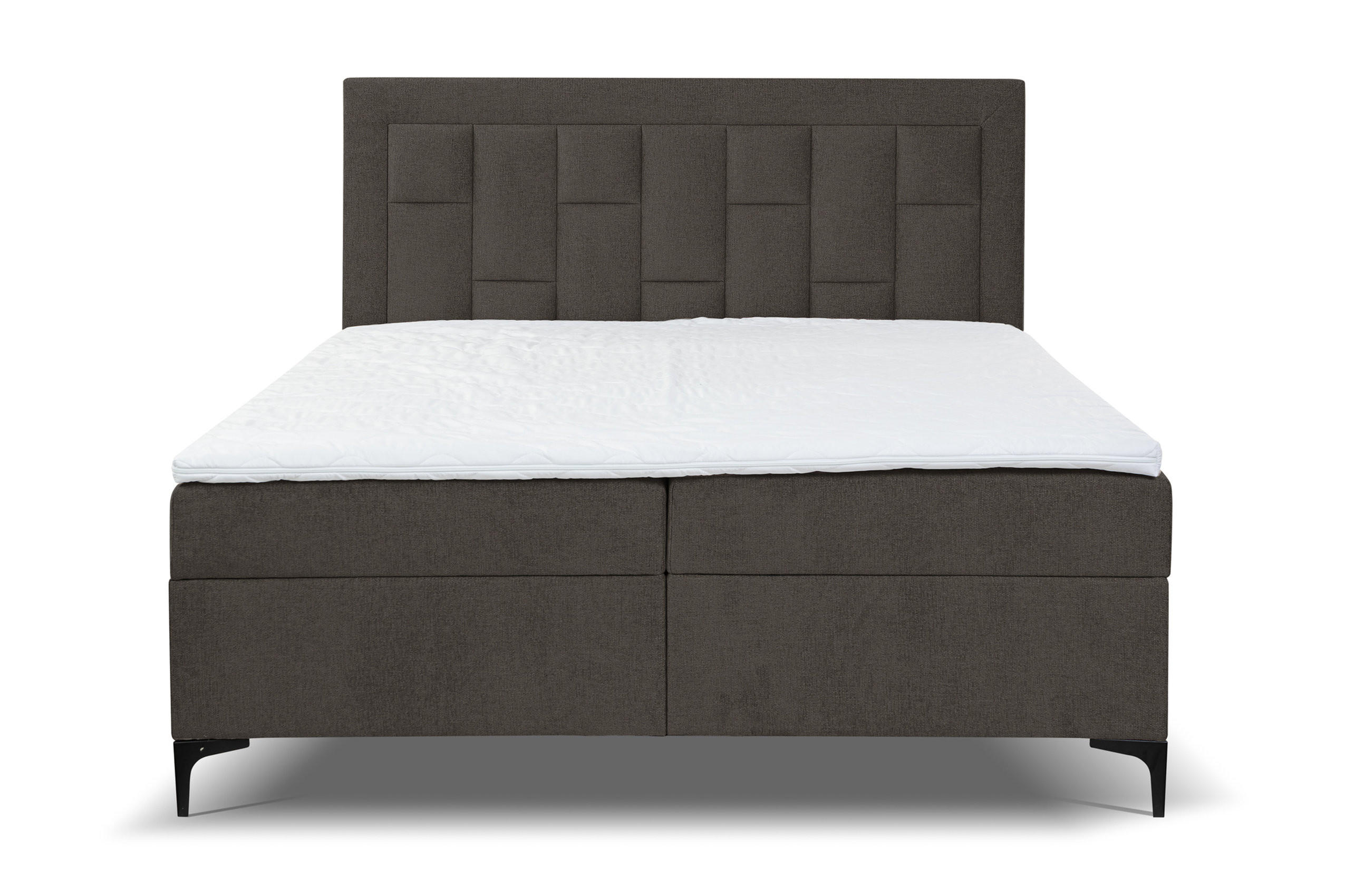 BOXBETT VENEZIA mit 2 Bettkästen, Maße: 140x200 cm, Farbe: Dunkelgrau , Velourstoff, mit Bonell-Matratze inkl. Topper - Dunkelgrau, Holz/Kunststoff (140/200cm) - VENASI MÖBEL