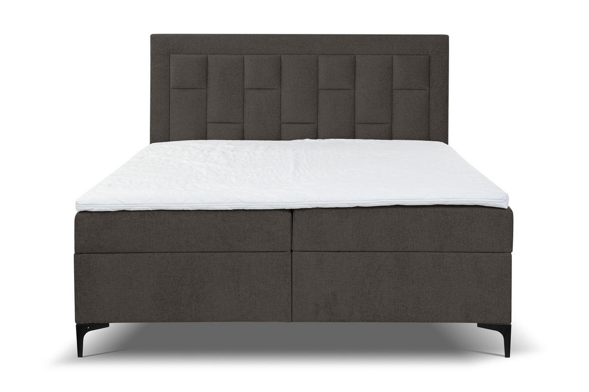 BOXBETT VENEZIA mit 2 Bettkästen, Maße: 180x200 cm, Farbe: Dunkelgrau , Velourstoff, mit Bonell-Matratze inkl. Topper - Dunkelgrau, Holz/Kunststoff (180/200cm) - VENASI MÖBEL