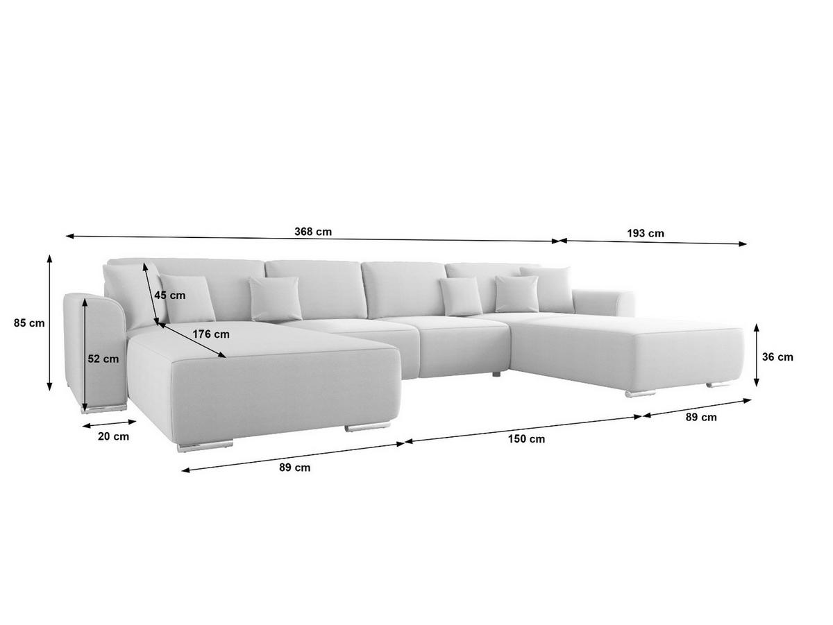 WOHNLANDSCHAFT GUSTO U Monolith 02 mit Schlaffunktion - Creme, Textil (368/85/193cm) - Bedante