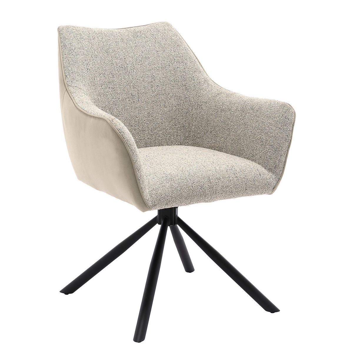 ARMLEHNENSTUHL - Drehbar - Beige, Textil/Metall (63/87/61cm) - home24