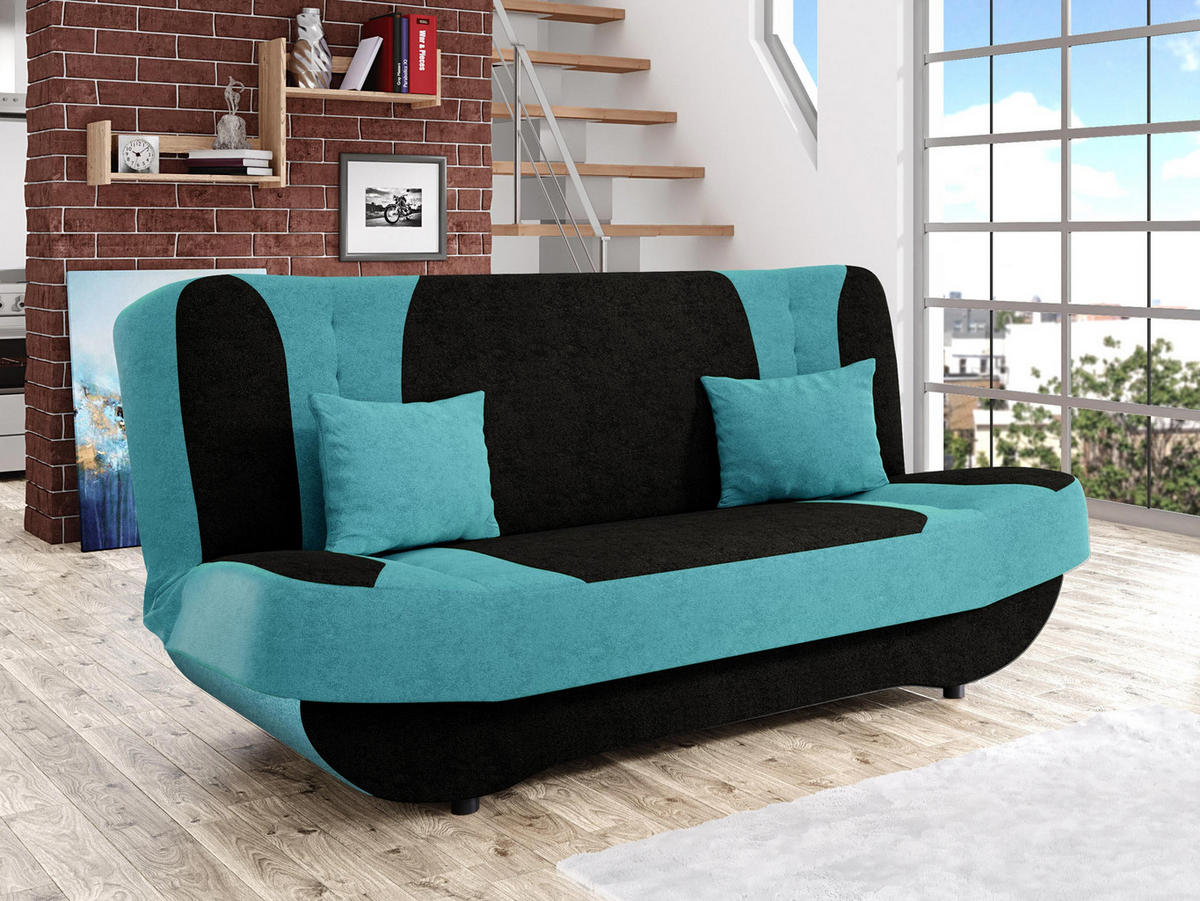 SCHLAFSOFA Pinto - Blau/Schwarz, Holzwerkstoff/Kunststoff (190/94/90cm) - MIRJAN24