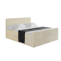 BOXBETT mit Matratze H3 und Lattenrost - TOLO-Z - 140x200 Cord - Creme - Champagner, Holzwerkstoff (140/200cm) - ALTDECOR