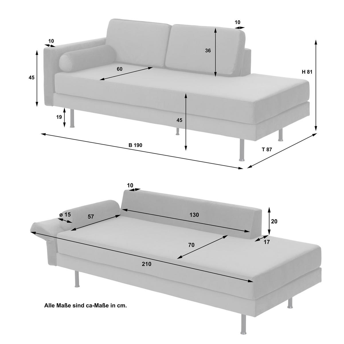 RECAMIERE Armlehne links Keara Samtvelours anthrazit - Anthrazit, Kunststoff (190/87/81cm) - 58aufmkessel