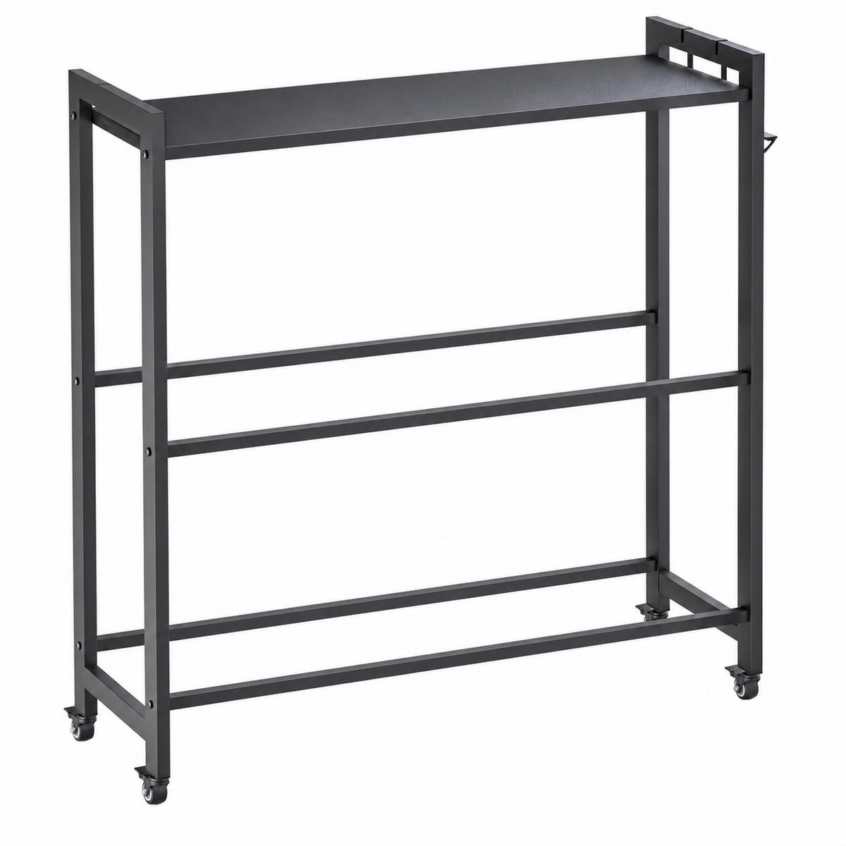 GETRÄNKEKISTENREGAL 6 Kisten mit Ablagefäche Rollen Haken Metall Schwarz - Schwarz, Metall (110/119/32cm) - DanDiBo