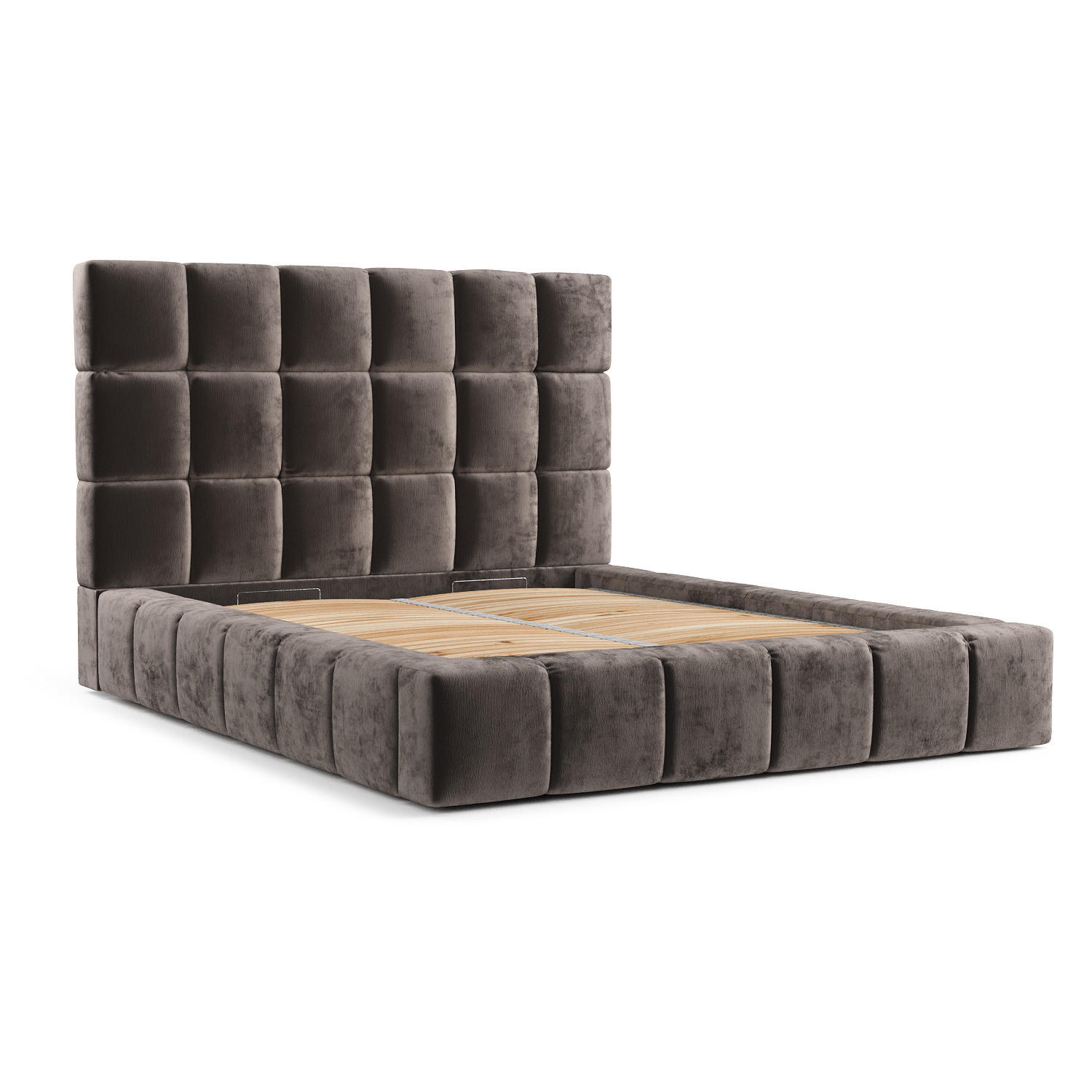 POLSTERBETT Kendal Tres Braun 160/200 cm im Chenille-Stoff - Schwarz/Naturfarben, Holz/Holzwerkstoff (160/200cm) - Maison de Reve