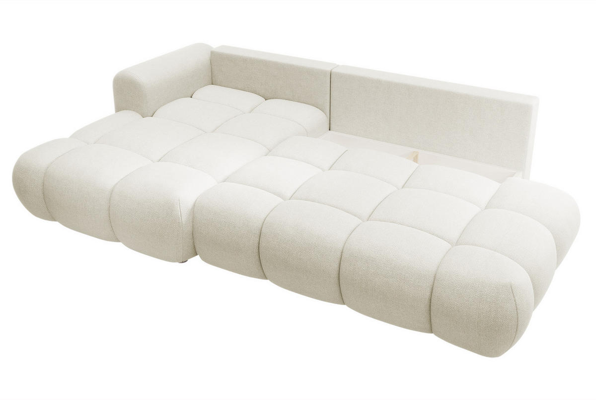 ECKSOFA Ombo Cremeweiß Chenille 280 cm - Creme/Schwarz, Kunststoff/Textil (284/167cm) - Selsey