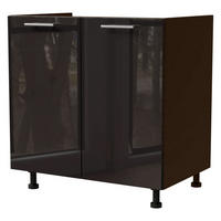 SPÜLENUNTERSCHRANK Essen D8Z/80 Schwarz Hochglanz / Lava Matt 80 / 50 / 82cm - Schwarz Hochglanz/Dunkelgrau, Holz/Holzwerkstoff (80/82/50cm) - Feldmann-Wohnen