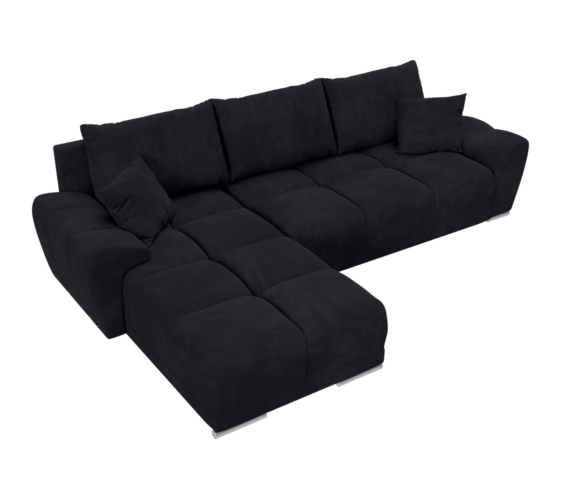 ECKSOFA Nubes mit Schlaffunktion Graphit Plüsch - Silberfarben/Graphitfarben, Kunststoff/Textil (298/184cm) - Bromarkt