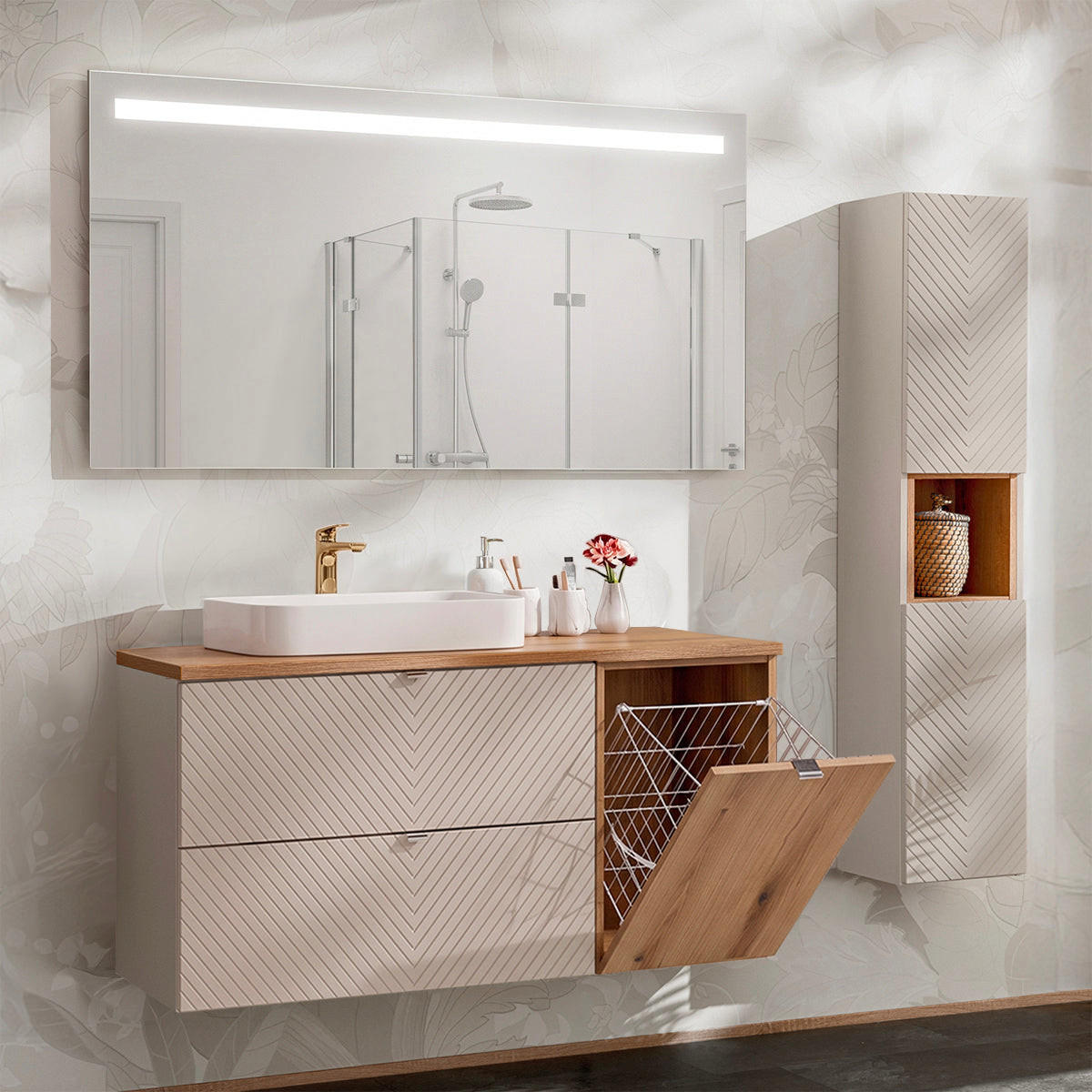 BADMÖBEL 120.4cm Manoa 2er-Set Kaschmir - Beige, Holzwerkstoff (120.4/59/40cm) - Petits-meubles