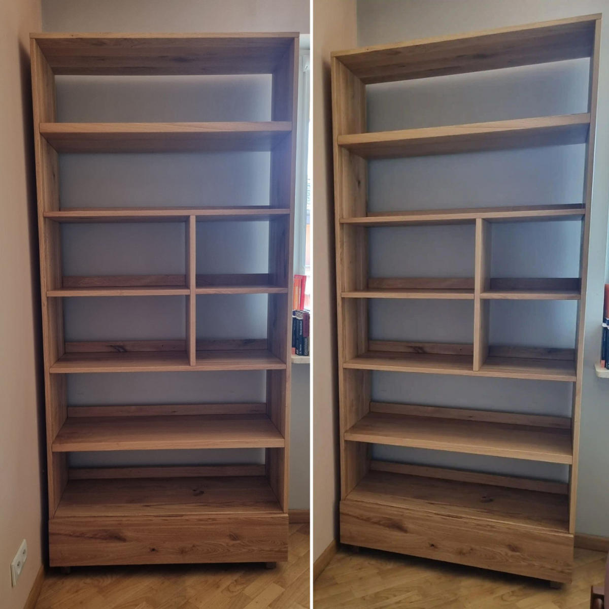 EICHENHOLZBÜCHERREGAL für das Wohnzimmer oder das Arbeitsbüro DAVOS - Eichefarben, Holz (100/215/35cm) - Rawood Furniture