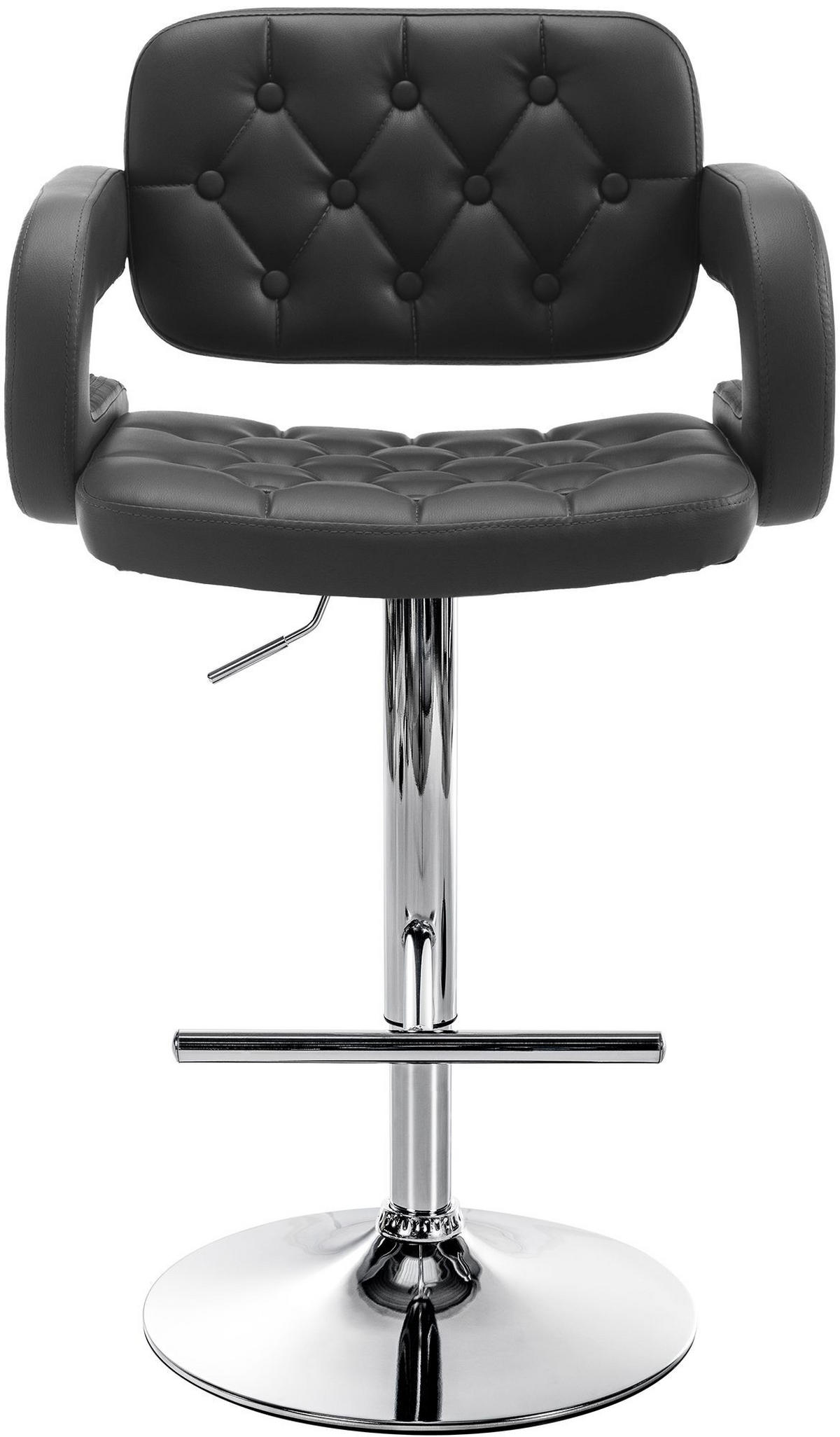 BARHOCKER Lederlook schwarz - Chromfarben/Schwarz, Textil/Metall (62/103/55cm) - CLP