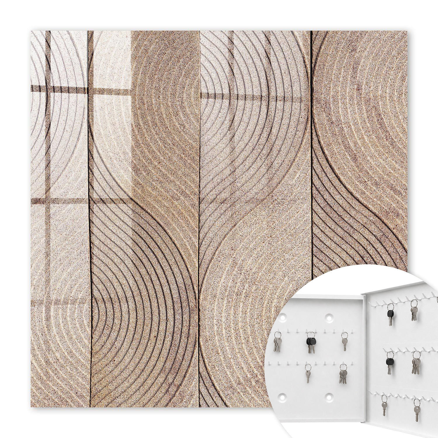 SCHLÜSSELBOX Weiß 30x30 cm – Türöffnung nach rechts - Texturwellen - Beige, Metall (30/30/5cm) - TULUP
