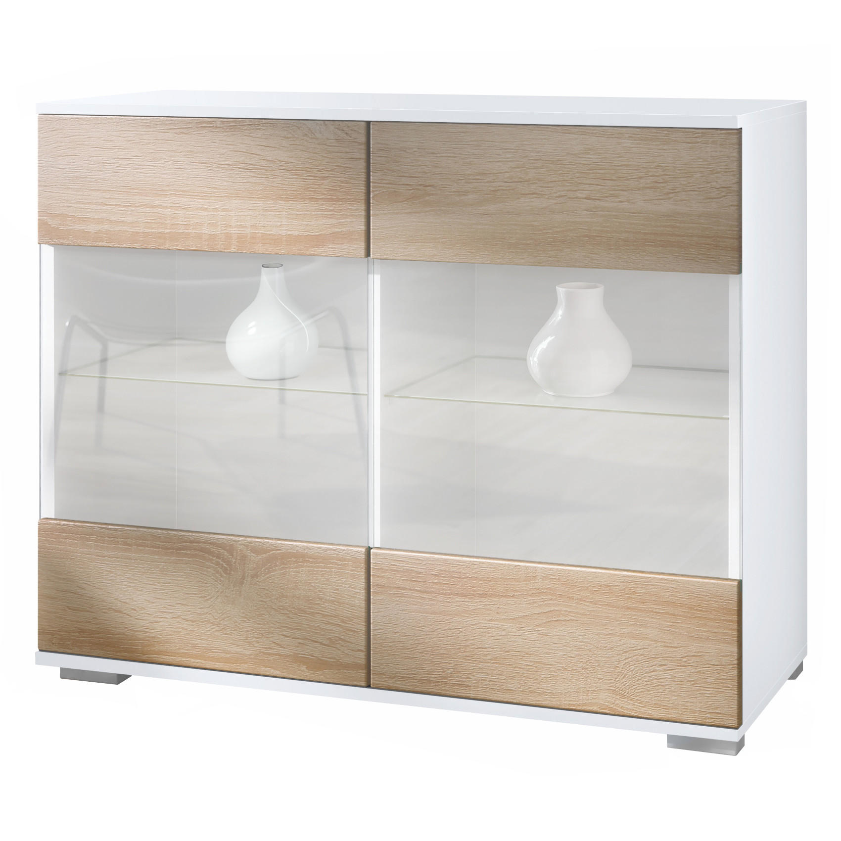 KOMMODE Bari Eiche sägerau - Eiche San Remo, Holzwerkstoff (92.5/75.5/35cm) - Vladon