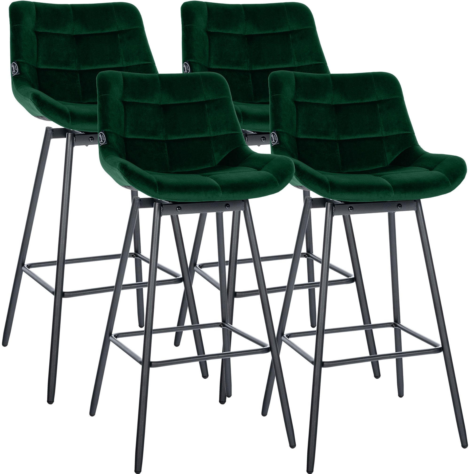 BARHOCKER 4 Samt Dunkelgrün - Dunkelgrün/Schwarz, Textil/Metall (49/105/56cm) - CLP