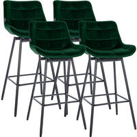 BARHOCKER 4er Set Samt Dunkelgrün - Dunkelgrün/Schwarz, Textil/Metall (49/105/56cm) - CLP