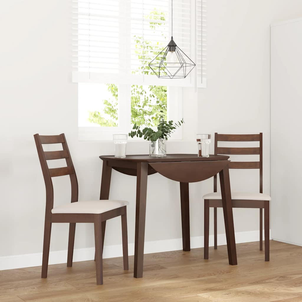 ESSZIMMERSTÜHLE mit Kissen 2 Stk. Braun Massivholz Gummibaum 48.5*49*90cm - Braun/Weiß, Holz (48.5/90/49cm) - ZMH