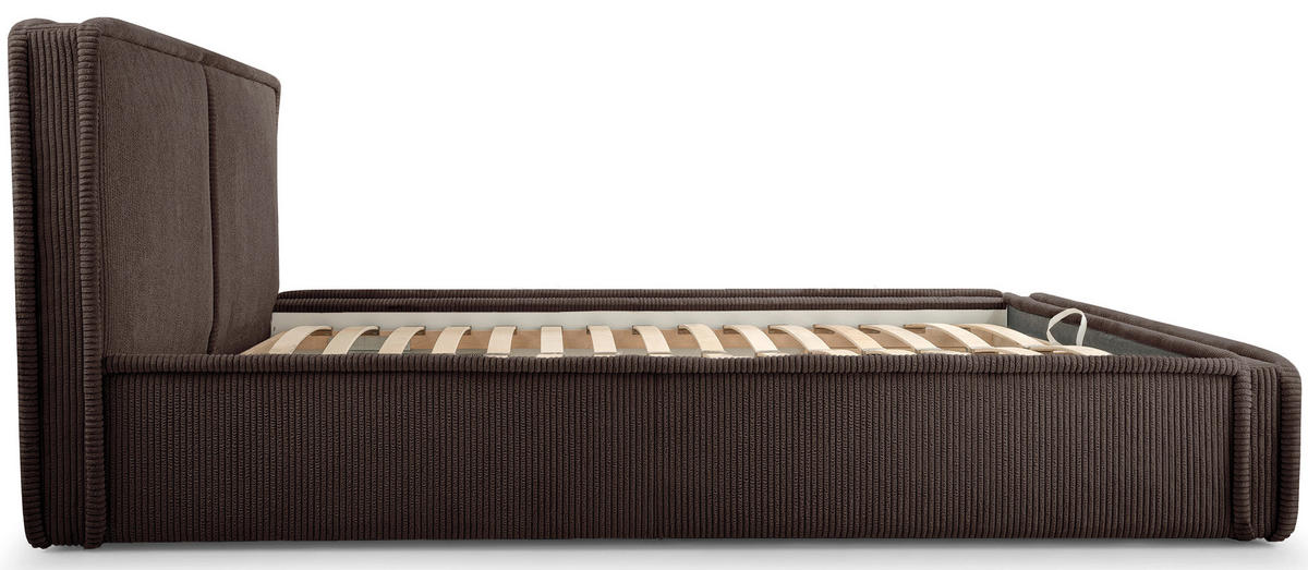 POLSTERBETT CORDO OLIVGRÜNER CORDSTOFF 140x200 CM - Dunkelbraun/Schwarz, Kunststoff/Textil (180/200cm) - Selsey