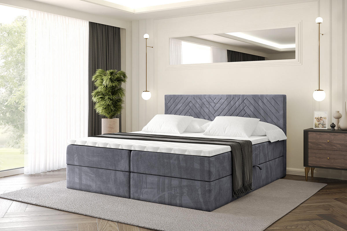 BOXBETT mit Matratze H3 und Lattenrost - VEXA - 120x200 - Dunkelgrau Casablanca - Dunkelgrau, Holzwerkstoff/Kunststoff (120/200cm) - ALTDECOR