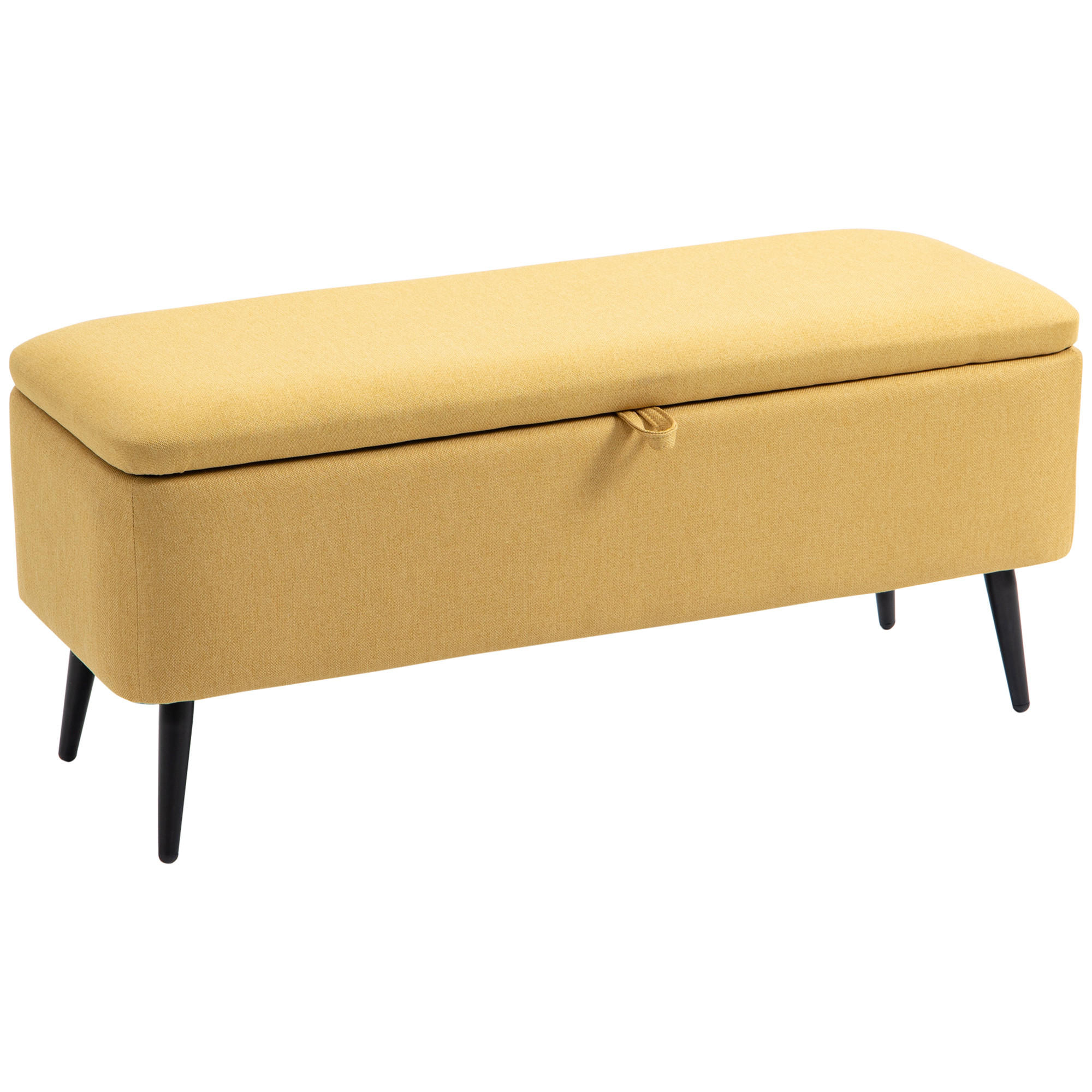 SITZBANK, Polsterbank mit Stauraum, Leinenoptik für Wohnzimmer, 101x38,5x44,5 cm - Gelb, Kunststoff (38.5/44.5/101cm) - HOMCOM