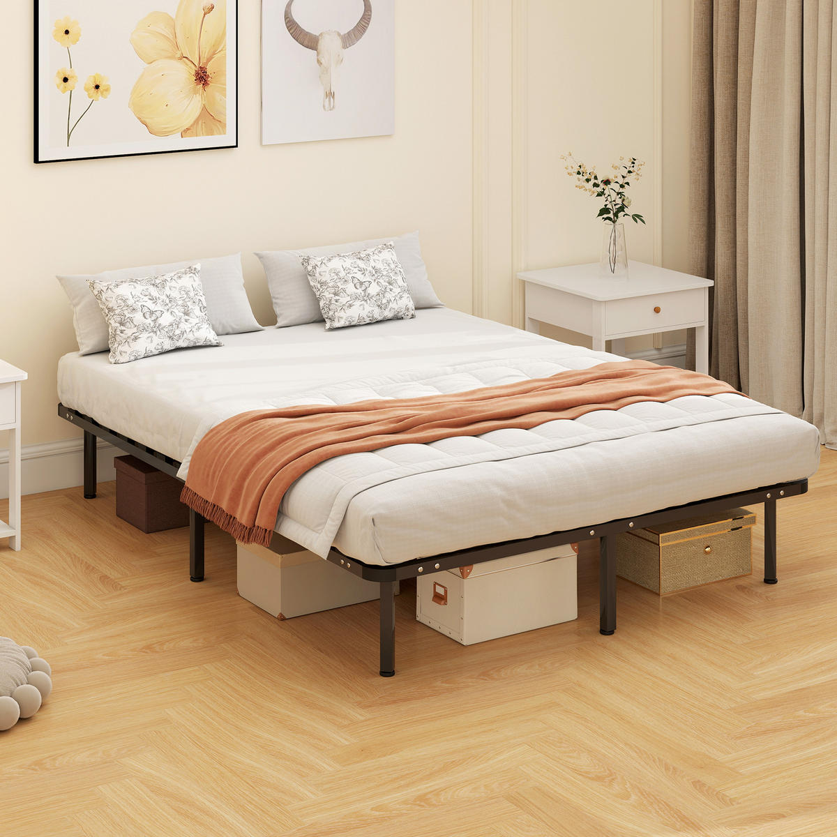 BETT 140x190 cm DE-14633 mit Stauraum, industriell Schwarz - Schwarz, Metall (140/190cm) - ComfortXL