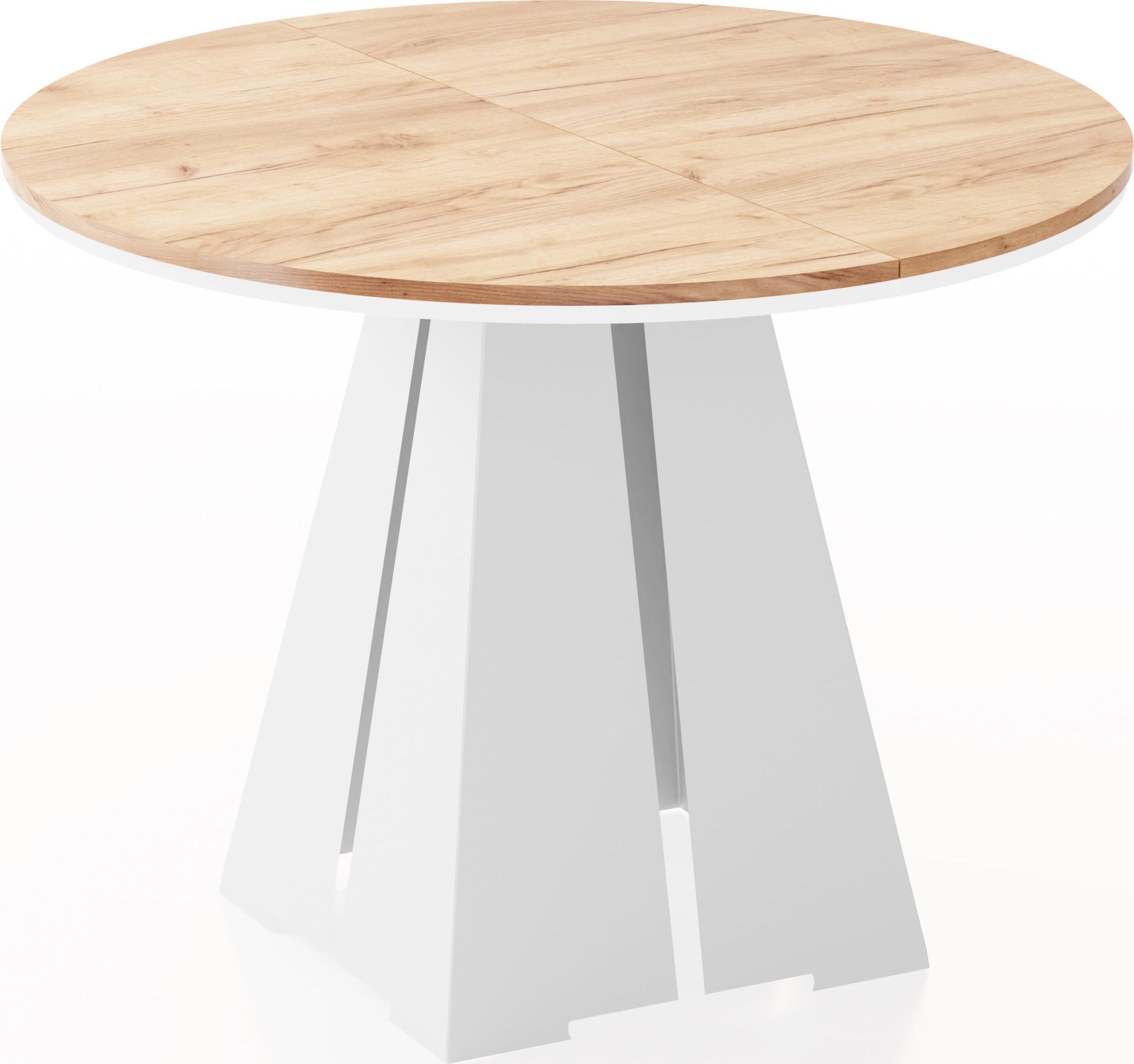 ESSTISCH Kova runder ausziehbarer, Craft Eiche 100-180/100/76 cm - Eiche Wotan/Weiß, Holzwerkstoff/Metall (100/100/76cm) - WFL GROUP