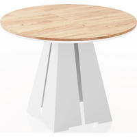 ESSTISCH Kova runder ausziehbarer, Craft Eiche 120-200/120/76 cm - Eiche Wotan/Weiß, Holzwerkstoff/Metall (120/120/76cm) - WFL GROUP