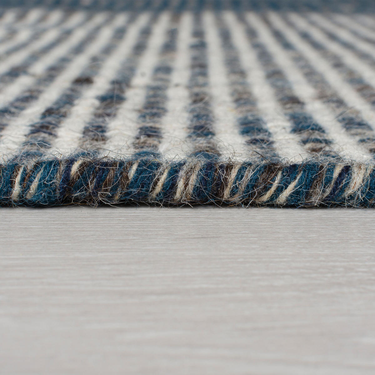 TEPPICH Kurzflor Gestreift, Zweifarbig, mit Fransen wendbar, Flur schmutzabweisend Blau Läufer 60x200 - Blau, Textil (60/200cm) - KADIMA DESIGN