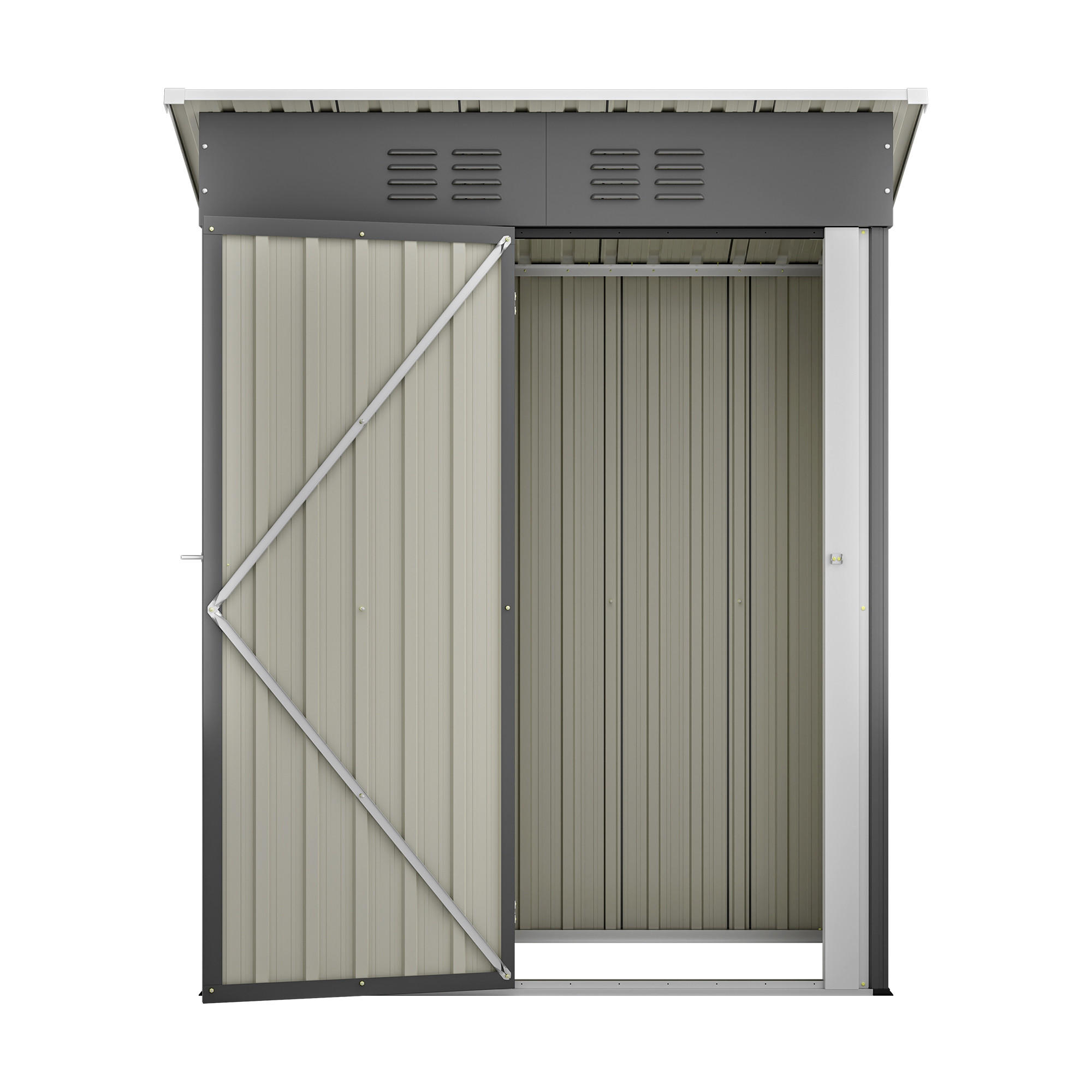 GERÄTEHAUS 152.2/83.6/182 cm Grau mit abschließbarer Metalltür, Ohne Fenster - Grau, Metall (83.6/182/152.2cm) - Oxeza