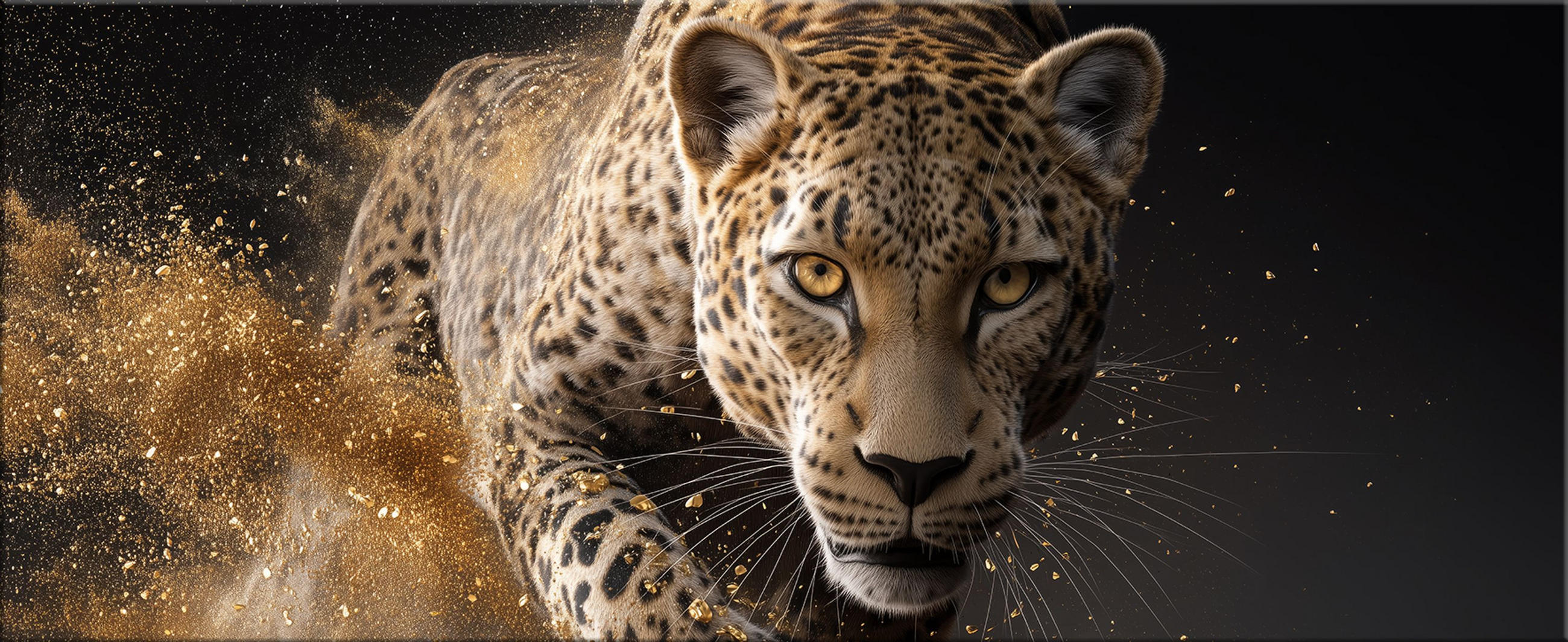 GLASBILD 125x50 cm Löwen schwarz beige - Goldfarben, Glas (125/50cm) - artissimo