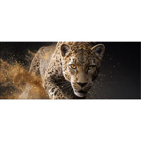 GLASBILD 125x50 cm Löwen schwarz beige - Goldfarben, Glas (125/50cm) - artissimo