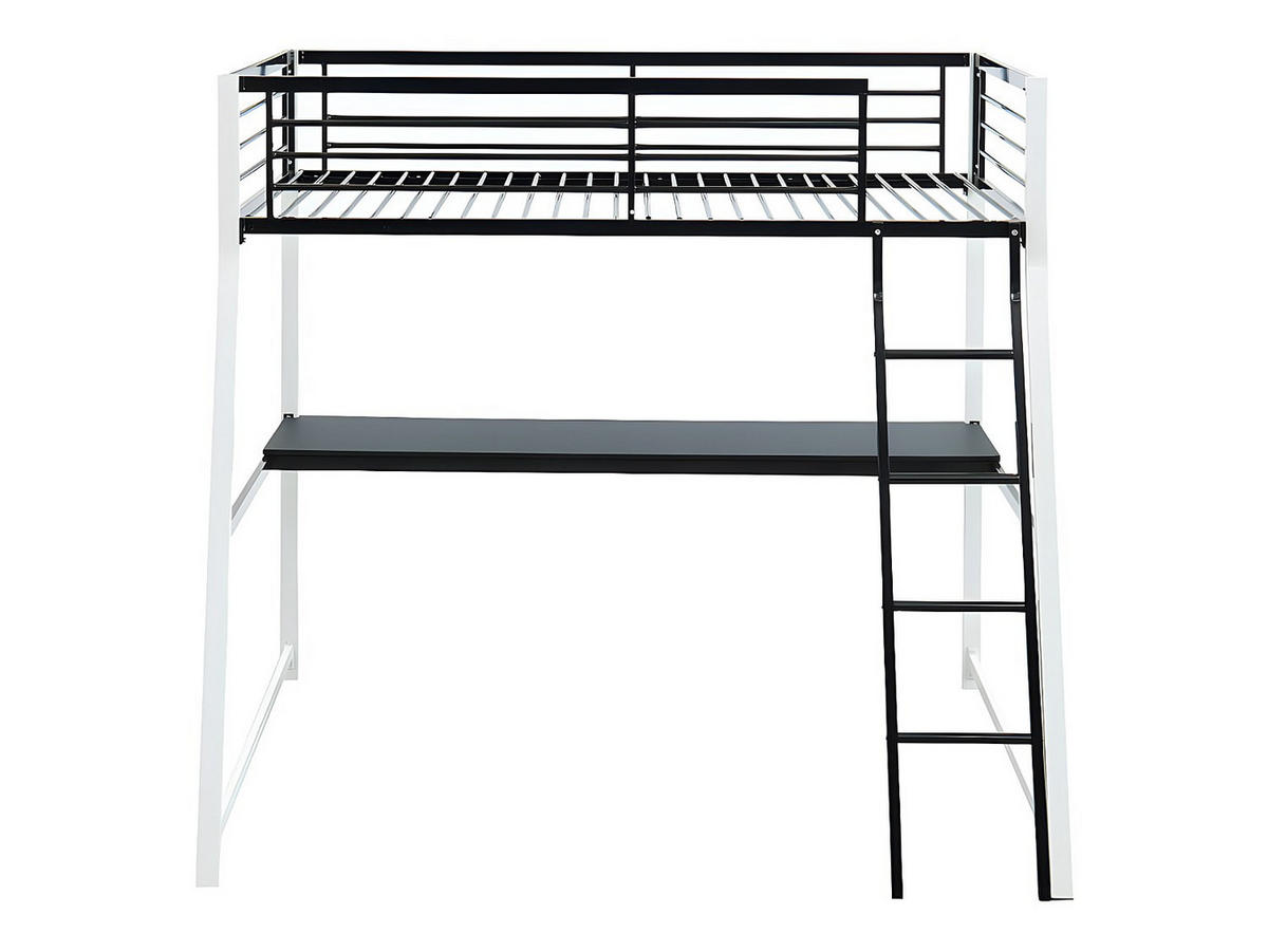 HOCHBETT - 1 -Sitzer - Stahl - schwarz, weiß - MALICIA - Schwarz, Metall (138/200cm) - Vente-Unique