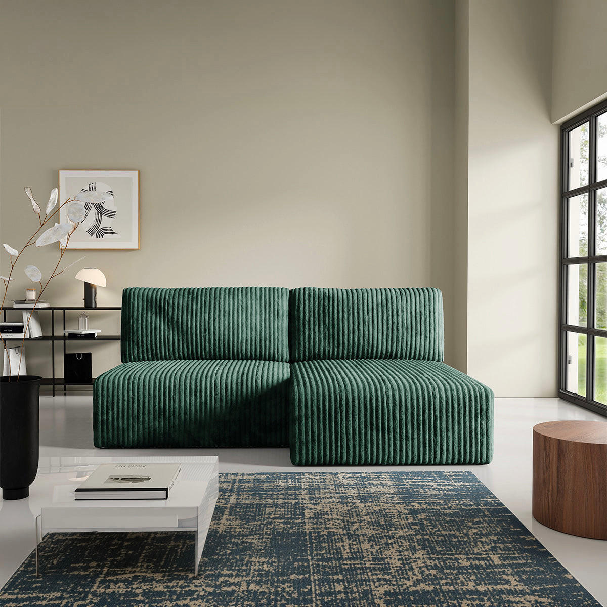 ECKSOFA Angela 3 Sitzplätze Tannengrün - Grün, Holz (210/149cm) - Petits-meubles