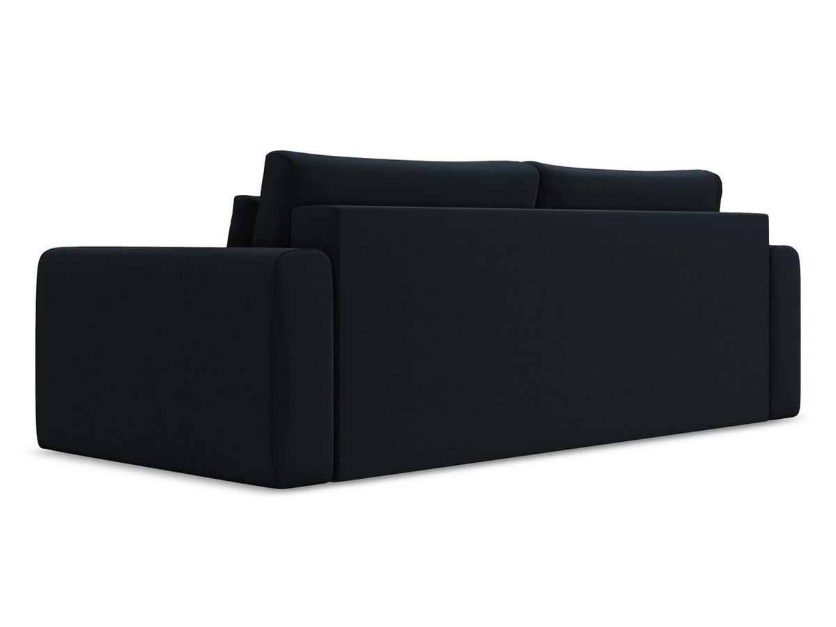 3-SITZER SOFA mit Schlaffunktion Samt Stoff Blau - Blau/Schwarz, Kunststoff/Textil (238/82/105cm) - Makamii