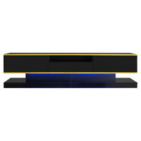TV-LOWBOARD 180/38/45 cm Schwarz/Gold aus Holzwerkstoff mit LED - Schwarz, Holzwerkstoff (180/45/38cm) - OKWISH