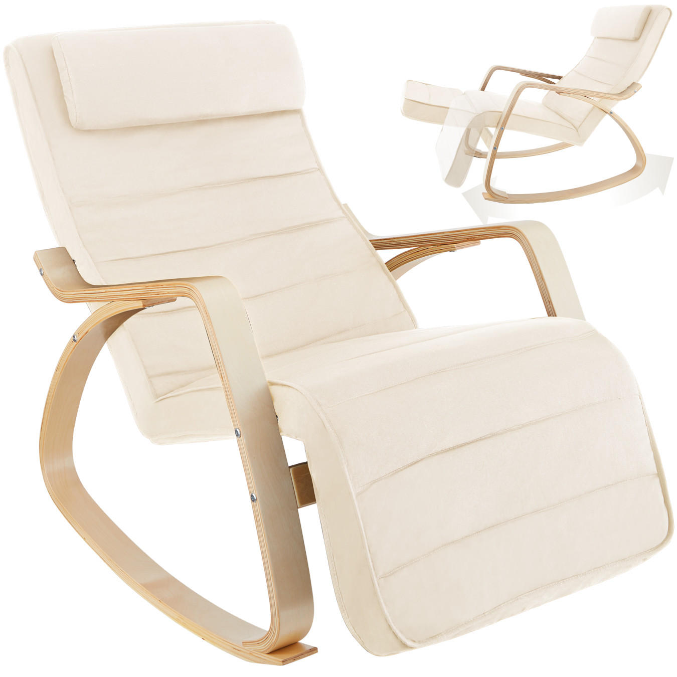 SCHAUKELSTUHL Onda,67 x 115 x 86 cm,beige - Beige, Holz (115/86/67cm) - tectake