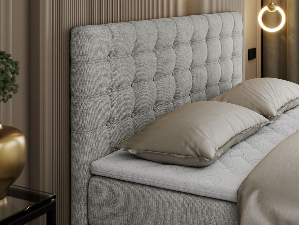 BOXBETT SUSAN 120/200 Hellgrau Struktur - H3 - Hellgrau, Holz/Textil (120/200cm) - MKS