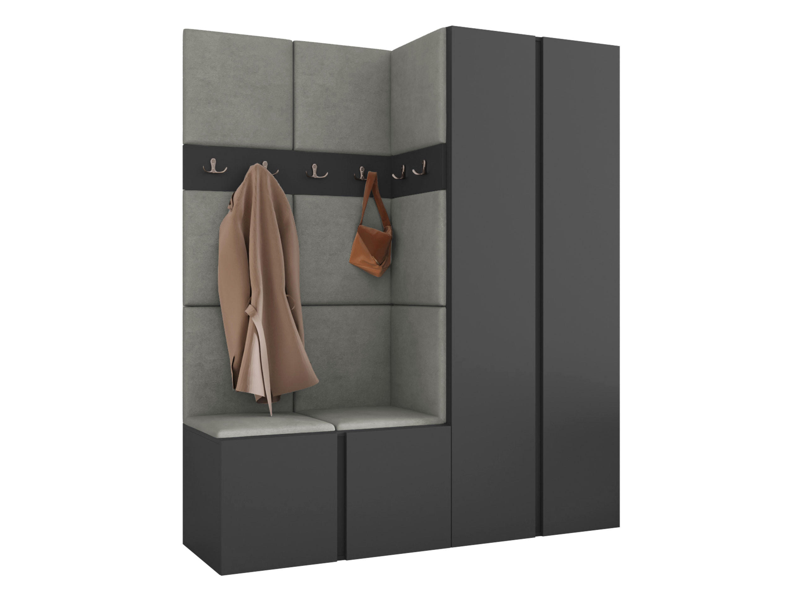 Mirjan24 Garderoben-Set Graphit, Grau 158x186x46 cm