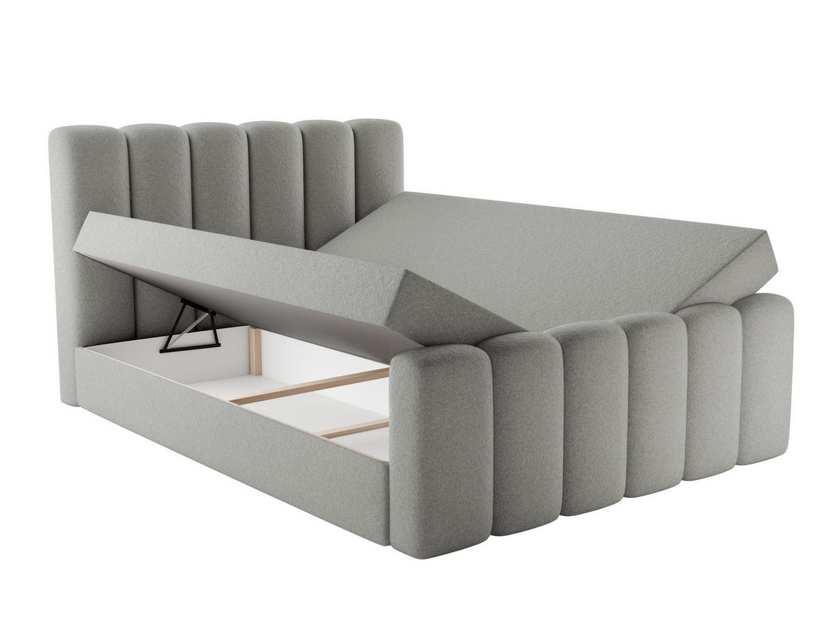 BOXBETT Nola mit Topper Hellgrau 200x200 - Hellgrau, Textil (200/200cm) - Luxkor24