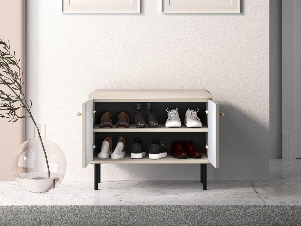 SCHUHSCHRANK Caletto Beige 68 cm - Beige/Goldfarben, Holzwerkstoff/Metall (68/55/34cm) - Selsey