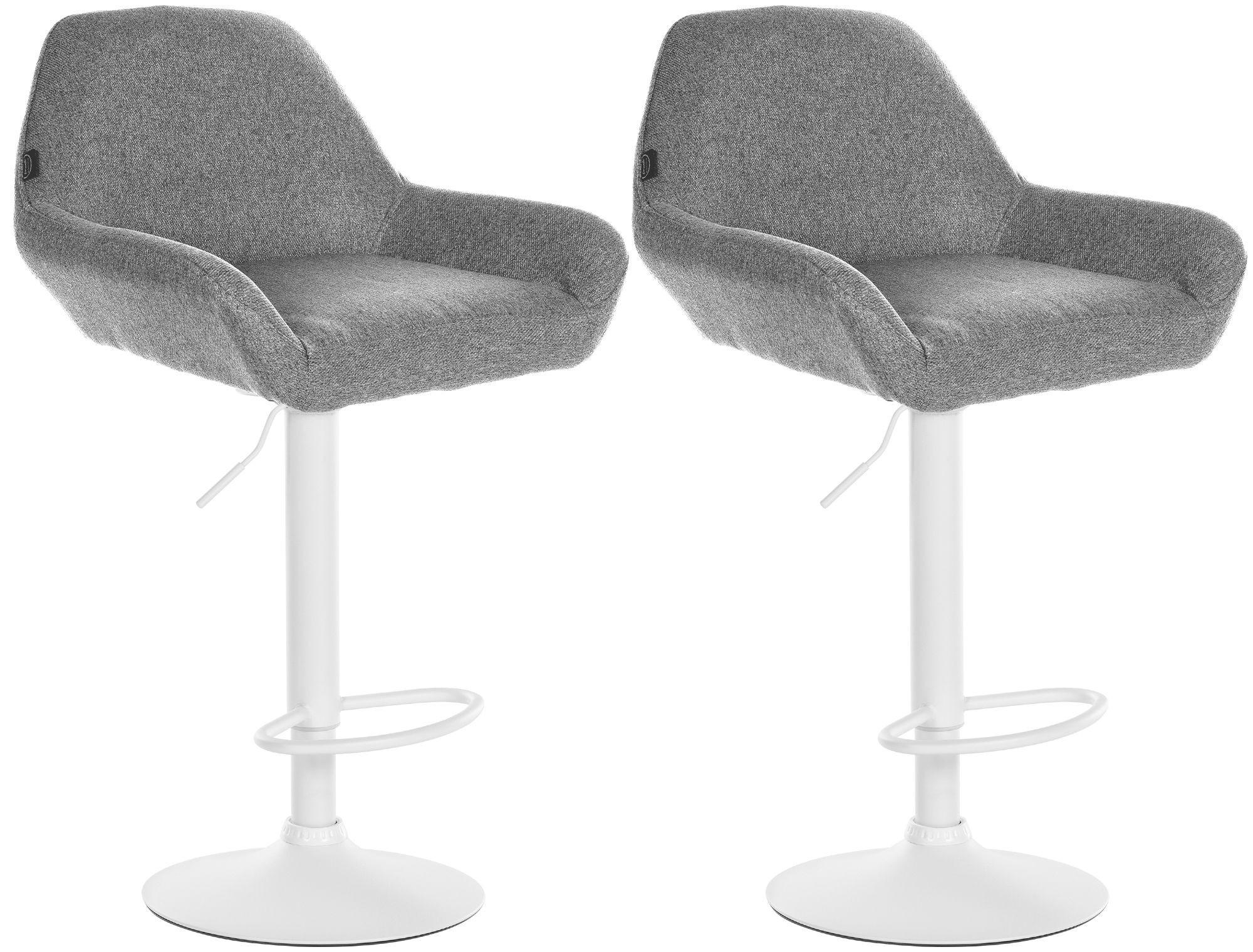 BARHOCKER 2er Set Stoff grau - Weiß/Grau, Textil/Metall (51/89/52cm) - CLP
