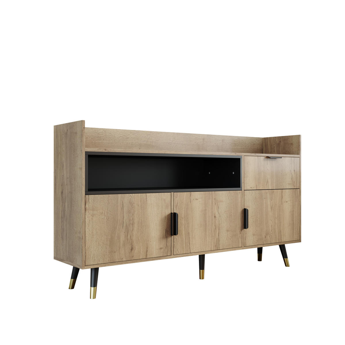 SIDEBOARD 160/35/82 cm mit 2 Türen, Schublade & offenem Fach in Natur - Naturfarben, Holzwerkstoff (160/82/35cm) - BEAOK