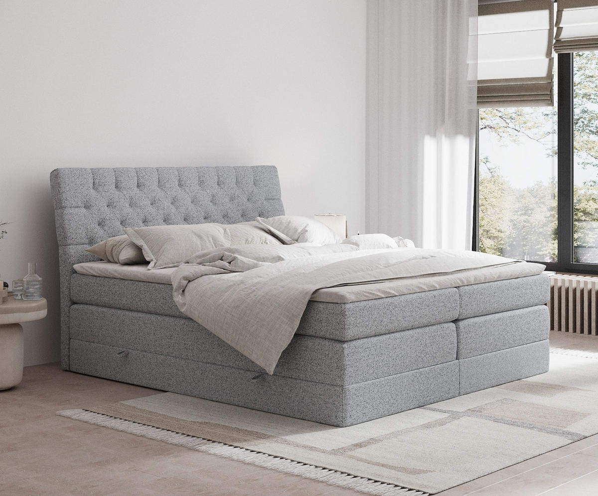 BOXSPRINGBETT Seraphine Grau 160/200 cm - Schwarz/Grau, Holz/Holzwerkstoff (160/200cm) - Maison de Reve