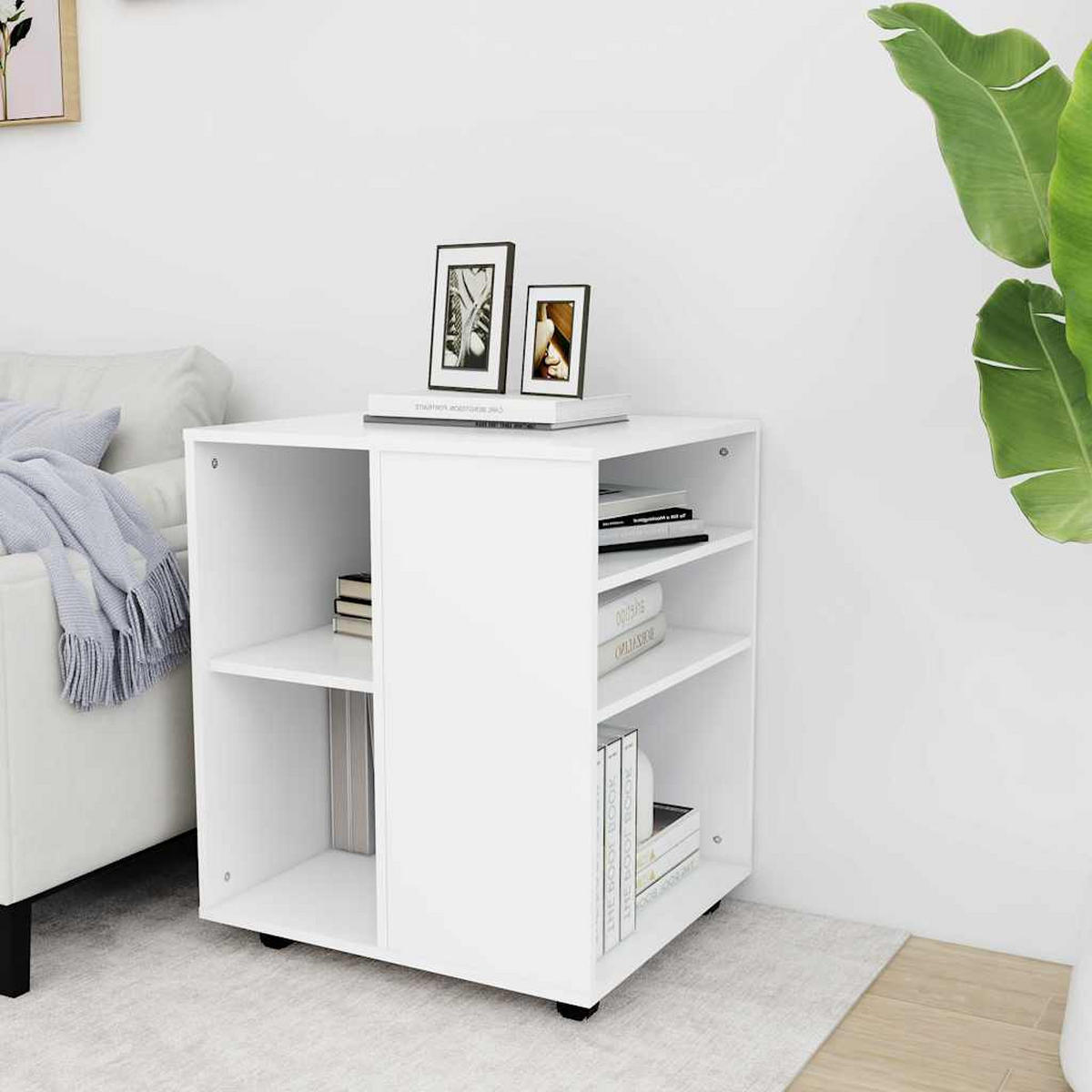 BEISTELLSCHRANK mit 4 Rollen, 60/53/72 cm, aus Holzwerkstoff, in Weiß - Weiß, Holz (60/72/53cm) - vidaXL