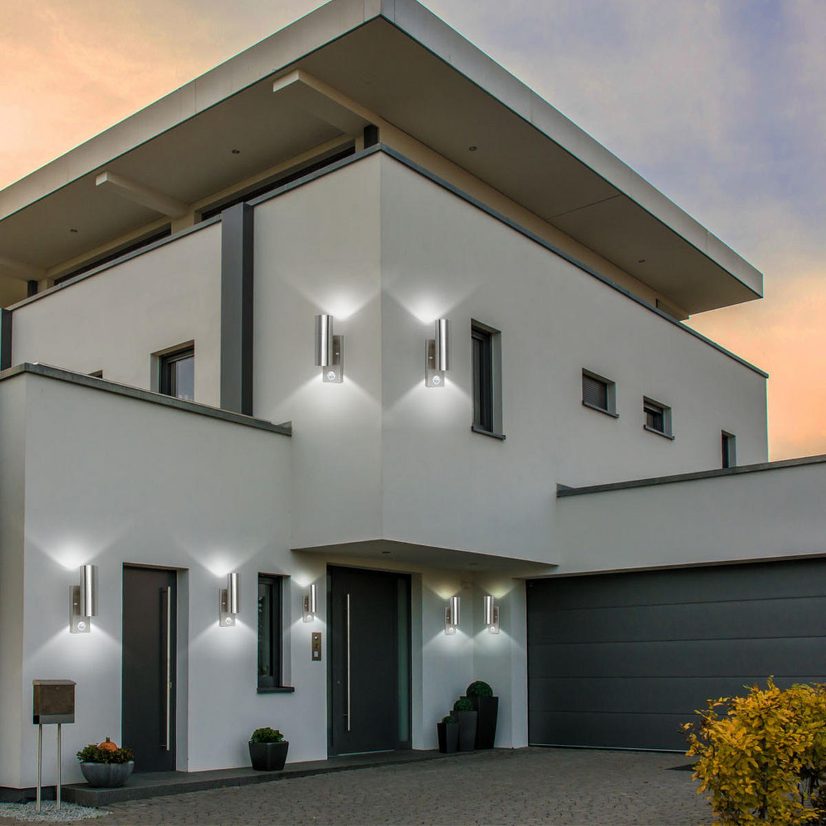 AUSSEN-WANDLEUCHTE Edelstahl Silber Up Down - Silberfarben, Glas (7.2/22.5/11cm)