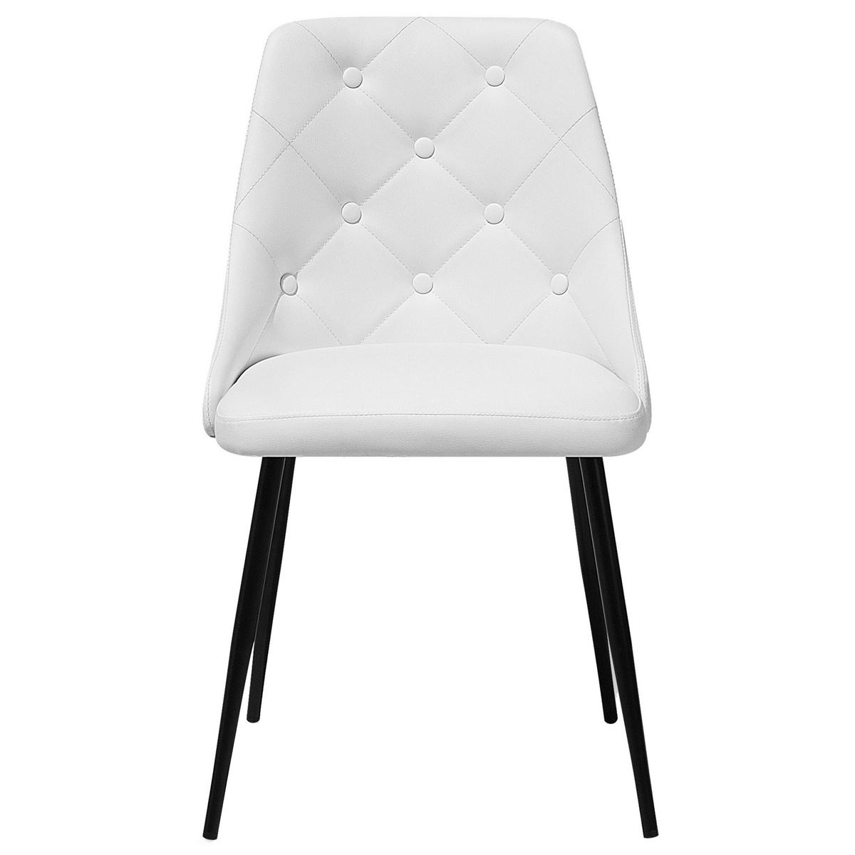 ESSZIMMERSTUHL 2er-Set Kunstleder Weiß Valerie - Weiß, Textil/Metall (49/81/59cm) - Beliani