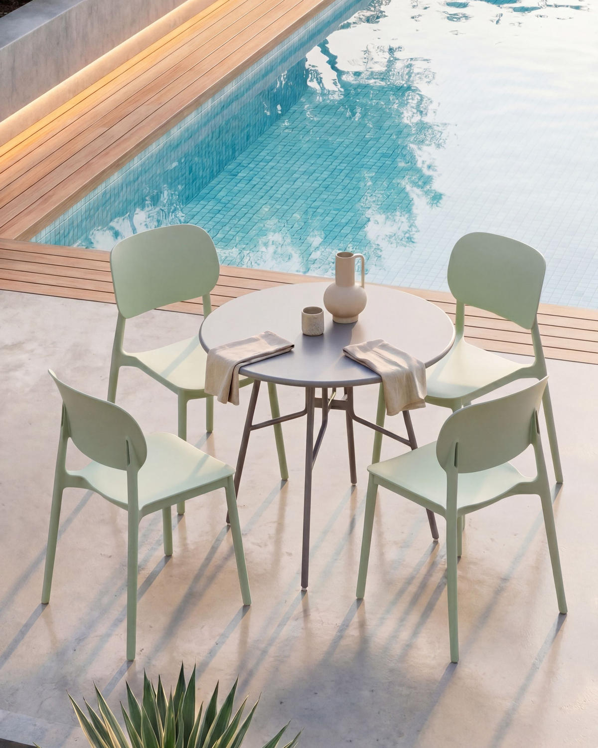 GARTENSTUHL 4er-Set Hellgrün Tupiza - Hellgrün, Kunststoff (47/82/48cm) - Beliani
