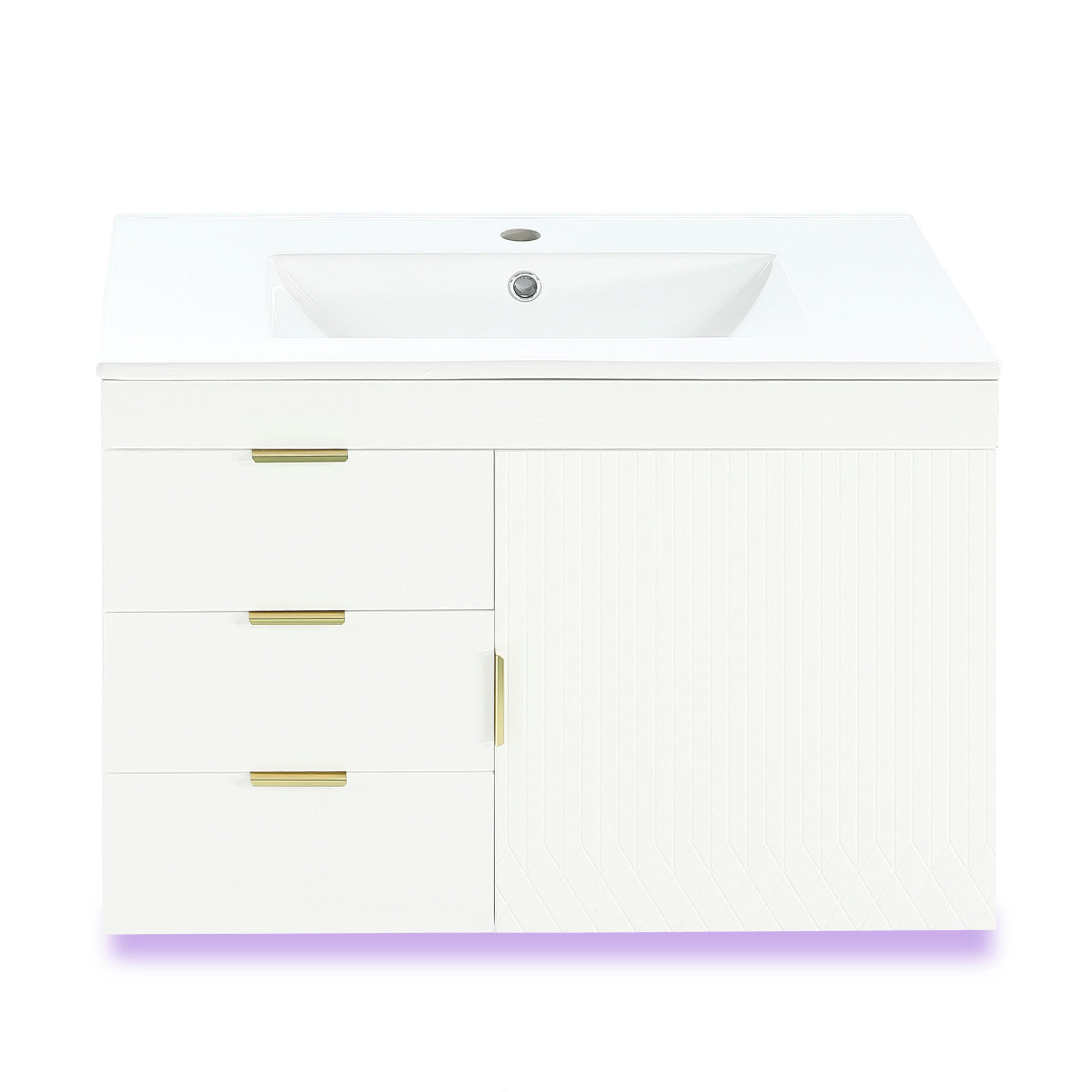 WASCHTISCHUNTERSCHRANK 76cm LED App Keramik Waschbecken Weiß - Weiß, Holzwerkstoff (76/51/46cm) - FLIEKS